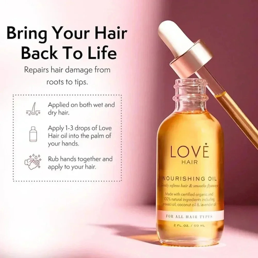 LOVE‎ Hair Oil, All Natural, Paraben & Sulfate Free, Vegan, 2oz - Picture 6 of 6